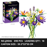 JJ9046 Magnifique Bouquet de Fleurs Ornements Puzzle Briques de Fleurs MOC Ensemble de Blocs de Construction Assemblés Jouets de Collection pour Enfants