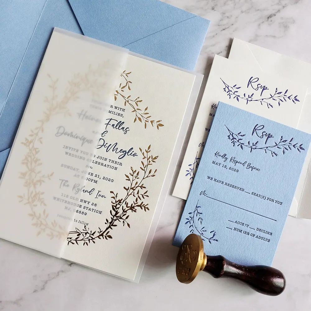 מסורתי הדפסה גבוהה סוף מותאם אישית לוגו עיצוב מכתב לחץ חתונת כרטיסי הזמנות