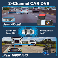 Caméra de tableau de bord 4K IPS à double objectif, enregistreur vidéo 2 canaux, compatible avec tous les modèles de véhicules, connectivité WIFI, GPS intégré, caméra embarquée avec 1 an de garantie