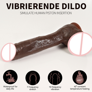 10,6 Zoll realistische kaffee farbene einziehbare <span class=keywords><strong>Penis</strong></span> 10-Gang-Vibration starker Schub Dildo weibliche Masturbation Sexspielzeug Pene - Product Image 2