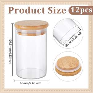 Top Seller 120Ml 150Ml 200Ml 300Ml 950Ml Food Grade Borosilicate <b>Glass</b> <b>Jar</b> With Bamboo Lid - Product Image 2