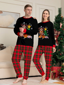 Ensemble <span class=keywords><strong>de</strong></span> Pyjamas <span class=keywords><strong>de</strong></span> Noël Familial à Carreaux Verts en Coton avec Impression Numérique, Taille Élastique et Col Tricoté pour Femmes, <span class=keywords><strong>Tenue</strong></span> d'Été pour Fête <span class=keywords><strong>de</strong></span> Noël 2 - Product Image 4