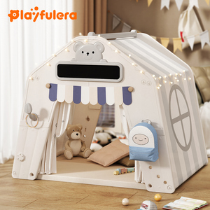 Multifunctional Kids Plastic Playhouse Tent with Drawing Board &amp; Building Blocks, Portable Indoor Play Area for Toddlers - Product Image 3