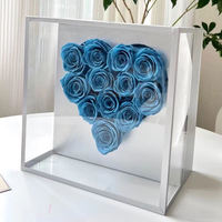 Nouvelle boîte à fleurs de savon JFD, grand cœur, roses rouges éternelles, cadeau réaliste, boîte carrée transparente de Noël, roses préservées