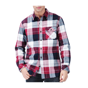 Camisas de Franela a <span class=keywords><strong>Cuadros</strong></span> para Hombre, Camisas Casuales de Algodón <span class=keywords><strong>con</strong></span> Botones <span class=keywords><strong>Rojos</strong></span> y Negros, <span class=keywords><strong>Camisa</strong></span> Entallada a <span class=keywords><strong>Cuadros</strong></span> para Hombre - Product Image 1