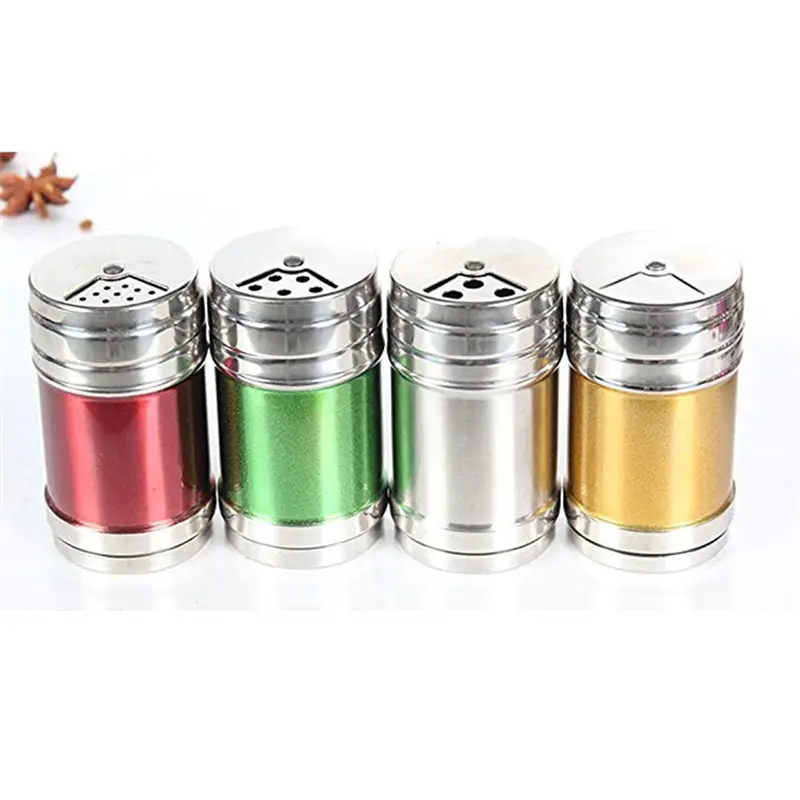 Stainless Steel multi-color salt and pepper Shaker, Seasoning Jar