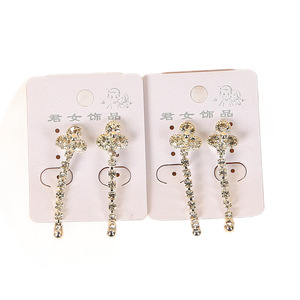 Crystal Flower Drop <b>Earrings</b> Stainless Steel Posts Claw Setting Party Jewelry 925 Silver Needle Elegant Tassel Design - Product Image 4