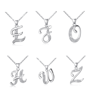 Vente en gros mode cz 925 bijoux en argent sterling minuscules femmes initiale personnalisée alphabet lettre collier pendentif