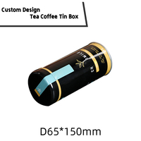 Boîte en étain ronde personnalisée de haute qualité D65X110mm pour café, thé et chocolat, emballage métallique rectangulaire hermétique avec couvercle à bouchon