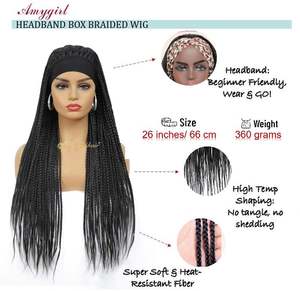 26-Inch Long Synthetic Box <b>Braided</b> Headband Wigs High Temperature Fiber Large Cap Size - Product Image 4