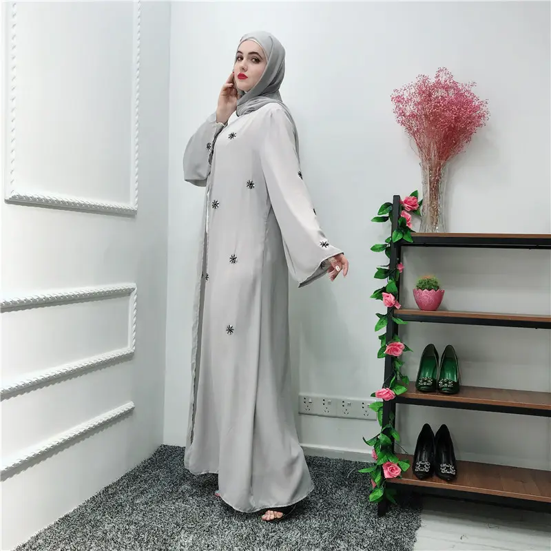 नवीनतम साटन Abaya कपड़ों की थोक नई डिजाइन दुबई महिलाओं मुस्लिम पोशाक खुले सबसे अच्छा बेच Abaya