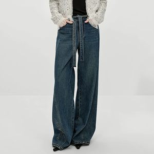 Jeans de mezclilla rectos y holgados de tiro medio para mujer, transpirables, de longitud completa, informales, al por mayor - Product Image 4