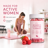 Gummies de créatine LIFEWORTH pour femmes 5g avec collagène et BCAA, sans sucre, pour la récupération musculaire et la beauté, végétaliennes OEM ODM