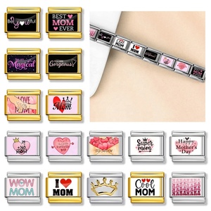 Custom Christian Mother's Day Colorful Italian Charms Platinum Plated Stainless Steel Link Fit 9mm Bracelet DIY Gift - Product Image 1