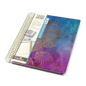 Cuaderno de espiral de doble metal para planificador, cuaderno de espiral de libro reciclable a todo color con impresión de PVC, cuaderno de Planificador de oficina