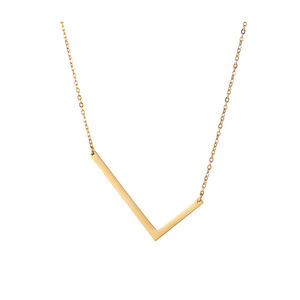 Collier en acier inoxydable avec initiale L, personnalisable, tendance, plaqué or, 18 pouces, accessoires coréens - Product Image 1