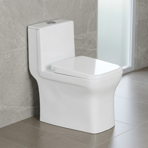 WC monobloc en céramique blanche à chasse d'eau siphonique, à poser au sol - Product Image 2