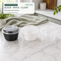 Boîte à repas jetable en plastique double couche anti-fuite de 1250 ml pour nouilles et soupes, avec compartiments intégrés et design ramen pour plats à emporter