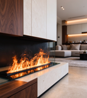 Cheminée électrique à vapeur d'eau 3D encastrée sans chauffage, flamme simulée, pour meuble TV de villa, décoration intérieure