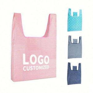 Custom Foldable Grocery Bags Eco-friendly Ripstop Reusable <b>Folding</b> Polyester Shopping Bag With Logo - Product Image 1