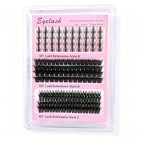 Kit de cils en grappe personnalisés DIY Manga, marron coloré, effet Spiker, avec cils inférieurs, adhésif et scellant, logo personnalisé