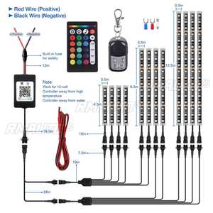 Feux de freinage intelligents LED RGB 12V avec application, lumière d'ambiance pour voiture et moto, télécommande sans fil, bande lumineuse décorative pour moto - Product Image 6