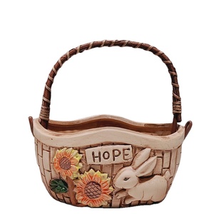 Panier à fleurs en céramique portable lapin Nouveau design pour jardin ou extérieur pour plante succulente ou fleur panier de fleurs sur le thème de Pâques - Product Image 1