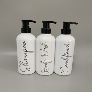 Chất Lượng Cao Một Bộ 3 Vòng Dầu Gội Đầu Và Điều Hò<span class=keywords><strong>a</strong></span> Cơ Thể Rử<span class=keywords><strong>a</strong></span> Chai 500Ml Rỗng Nhự<span class=keywords><strong>a</strong></span> Trắng Dầu Gội Đầu Bơm Chai Với Hộp - Product Image 1