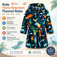 Peignoir en flanelle à capuche pour enfants, motif dessin animé, doux et moelleux, à manches longues, chaud, pour l'automne, vente en gros