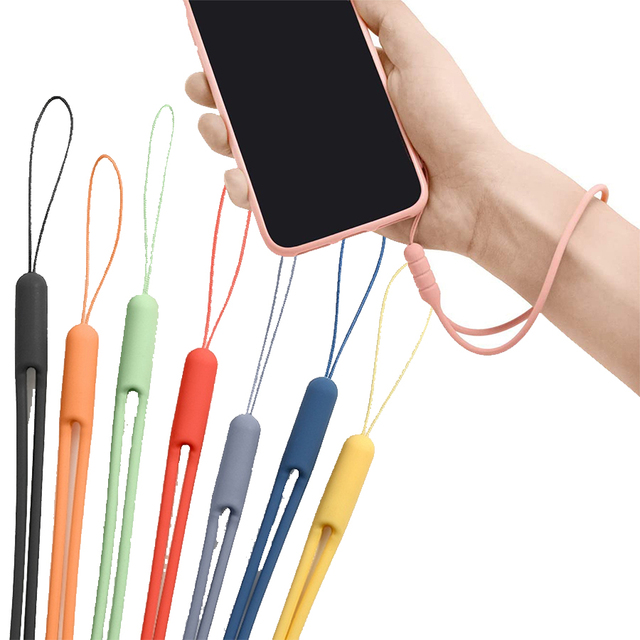 Mobile Phone Solid Colour Soft Rubber Cell Phone Lanyard  Wrist Strap Phone case Custom Short Silicone Lanyard