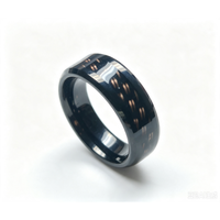 Nouvelle conception, bague en acier tungstène plaqué noir poli avec incrustation, bijoux de mode pour hommes