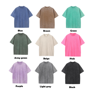 No Brand 100 Cotton Custom Printing Boxy Oversized Men's Plain Blank Acid Washed Tshirt Stonewashed T-shirt Vintage Clothing - Product Image 1
