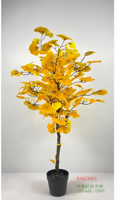 Nouveau bonsaï artificiel de Ginkgo 1,2 m, arbre synthétique à feuilles jaunes en éventail, plantes en pot pour la décoration de Noël, des magasins, des hôtels et de la maison