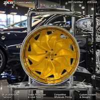 Jantes ZKR Custom Deep Dish brossées or, 2 pièces, entièrement personnalisables, 18-26 pouces, pour voitures muscle old school.