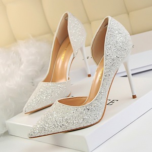 New Arrival European Fashion Bling Sequin Chaussure Femme Talon <b>Slide</b> Sandals Women Heels for Sexy Ladies Mules - Product Image 2