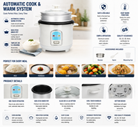 Cuisinière à riz électrique intelligente de luxe 0,6L-2,8L en acier inoxydable avec cuve antiadhésive, portable pour usage domestique, extérieur et hôtelier