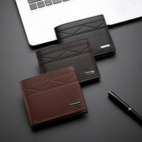 Dompet Horizontal Kapasitas Besar Kulit PU Lembut Pola Geometris Timbul untuk Pria, Tempat Kartu Sederhana