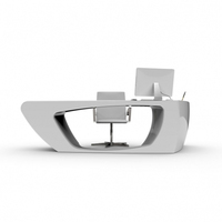 Bureau de direction en forme de L avec bord arrondi, style classique contemporain, couleur blanc brillant