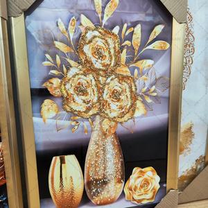 Impresiones HD para Decoración del Hogar, Póster Abstracto Dorado, Arte de Pared con Flores y Hojas, Cuadros Modulares en Lienzo, Pintura de Porcelana de Cristal - Product Image 6