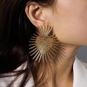 Boucles d'oreilles à pampilles festonnées exagérées en acier inoxydable all-match 18k or titane acier boucles d'oreilles transfrontalières pour femmes - Product Image 6