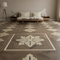 Parquet en bois véritable multicouche de luxe en forme de fleur de lotus, parquet royal naturel, parquet d'ingénierie artistique
