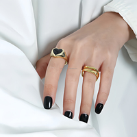 Bijoux brillants minimalistes brillants Double couche creux géométrique 925 bague ouverte en argent Sterling pour femmes accessoires