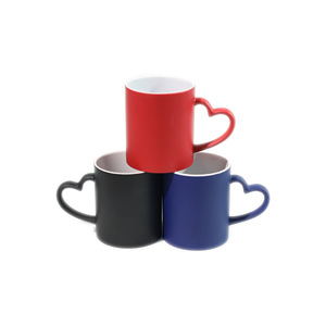 Heart Shaped Ceramic Mug Matte Frosted Sublimation Printing Wedding Gift Cup With Handle Color Changing <b>Magic</b> Mug - Product Image 3