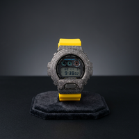 Jam Tangan Digital Mewah Sport dengan Tali Baja Tahan Karat Kuning Tahan Guncangan Tahan Air 10 BAR Layar LED Wanita 43mm