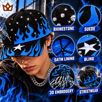Casquette de baseball en daim à 5 panneaux personnalisée de haute qualité avec strass, doublure en satin, broderie 3D, style streetwear, chapeau de luxe, vente en gros OEM ODM