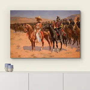 The Mexican Major (1889) (The Wild West or The Troops) by Frederic Remington Canvas Print Wall Art Famous Painting Reproduction