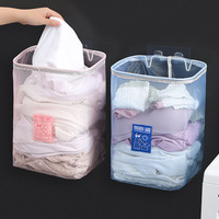 Panier à linge mural en maille, pliable, grande capacité, anti-poussière, pour salle de bain