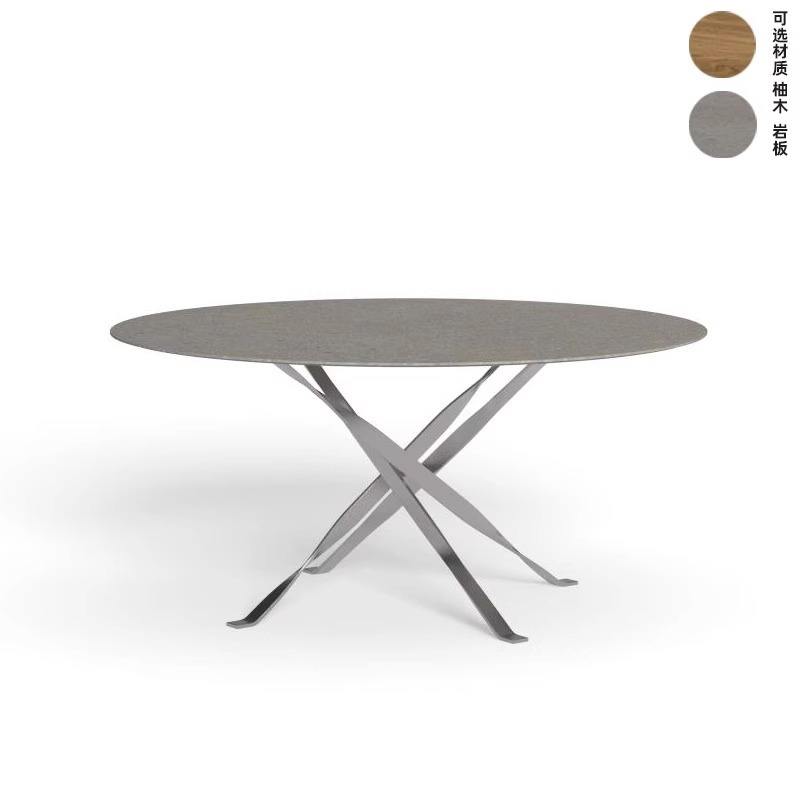 Mesa de comedor redonda de 120 cm (acero inoxidable)