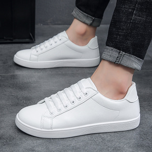 Chaussures décontractées classiques pour hommes adultes, petites chaussures blanches, amortissantes, antidérapantes, pour la marche quotidienne, chaussures de sport à lacets souples - Product Image 2
