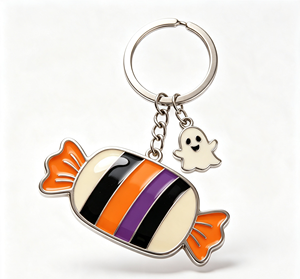 Halloween Candy Key Chain Metal Enamel <b>Keyring</b> Ghost <b>Charm</b> Gift Souvenir - Product Image 1